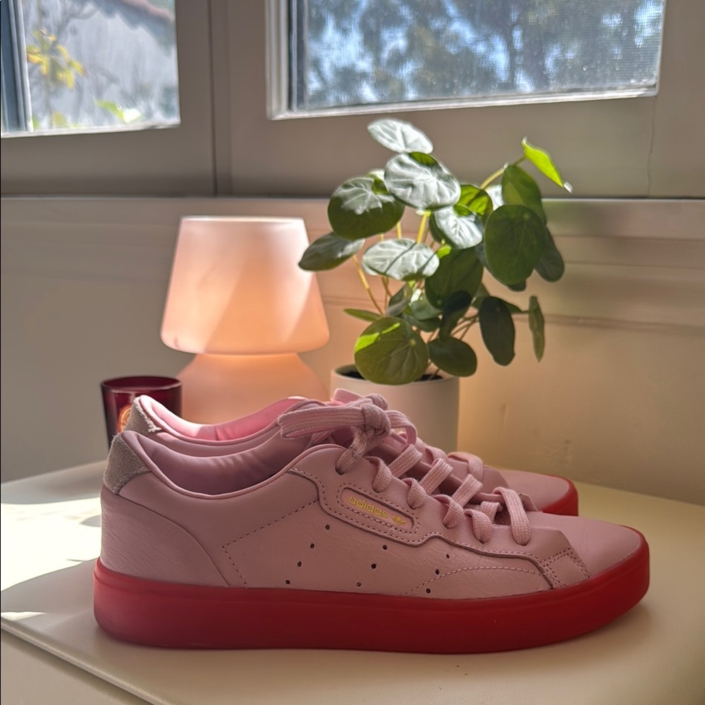 Pink and Red Sneakers
